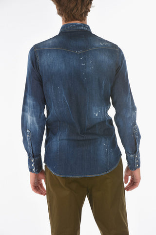 double breast pocket stretch denim CLASSIC WESTERN shirt