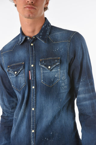 double breast pocket stretch denim CLASSIC WESTERN shirt