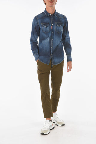 double breast pocket stretch denim CLASSIC WESTERN shirt