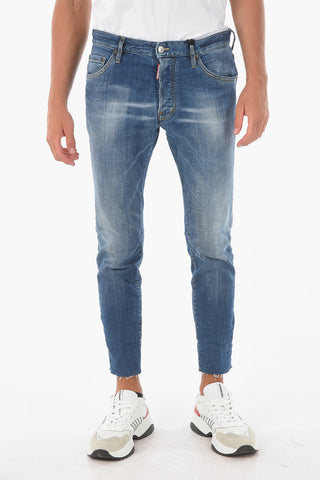 Jeans COOL GUY CROPPED in denim stretch e orlo sfrangiato 16cm