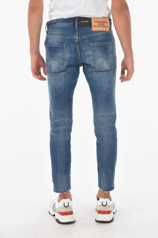 Jeans COOL GUY CROPPED in denim stretch e orlo sfrangiato 16cm