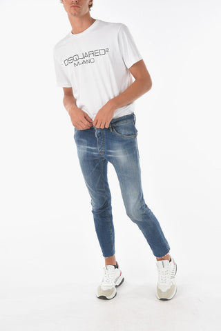 Jeans COOL GUY CROPPED in denim stretch e orlo sfrangiato 16cm