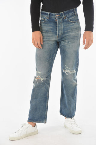 5 Pocket Straight Fit Distressed Denims