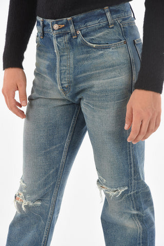 5 Pocket Straight Fit Distressed Denims