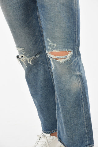 5 Pocket Straight Fit Distressed Denims