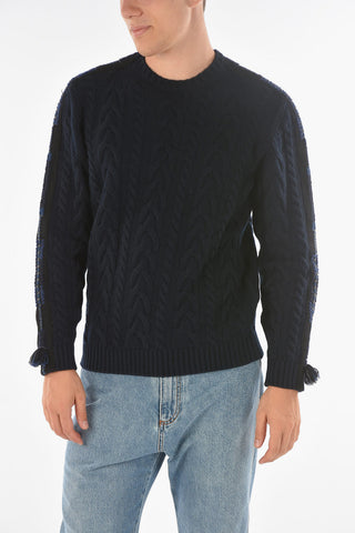 Sleeve Band Cashmere Blend Aran Pullover
