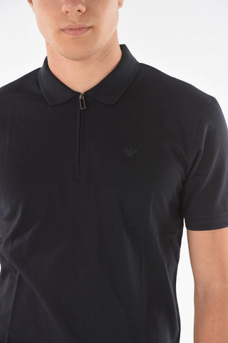 EMPORIO Zipped Collar Cotton Polo