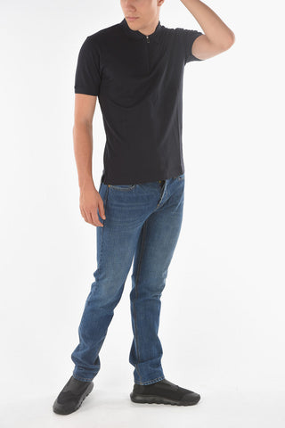 EMPORIO Zipped Collar Cotton Polo