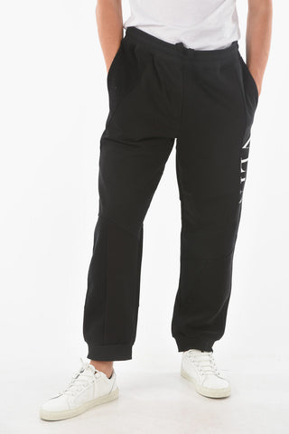 Terry Insert Cotton Blend Joggers with Printed Logo