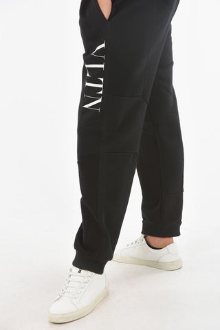 Terry Insert Cotton Blend Joggers with Printed Logo