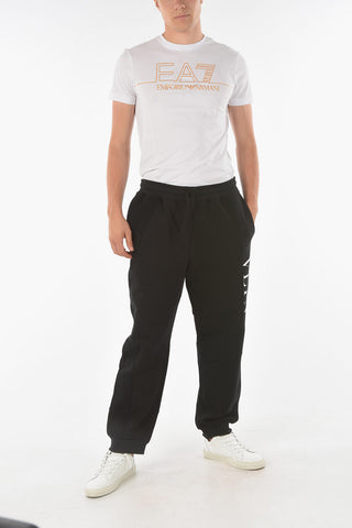Terry Insert Cotton Blend Joggers with Printed Logo