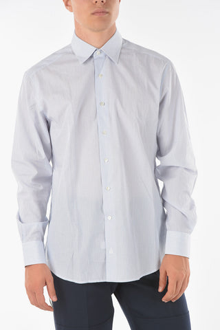 Standard Collar Balanced Stripe Cotton Shirt