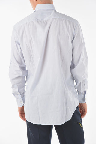 Standard Collar Balanced Stripe Cotton Shirt