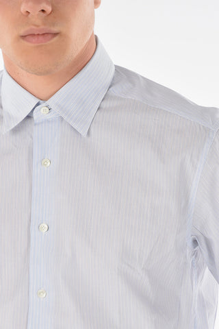 Standard Collar Balanced Stripe Cotton Shirt
