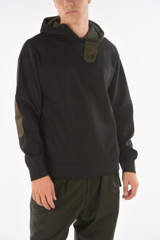 EMPORIO RECYCLED Felpa in Misto Cotone con Cappuccio e Toppe
