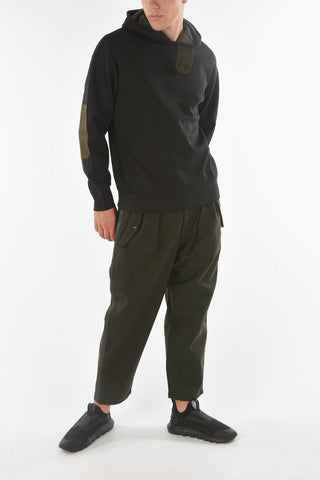 EMPORIO RECYCLED Felpa in Misto Cotone con Cappuccio e Toppe