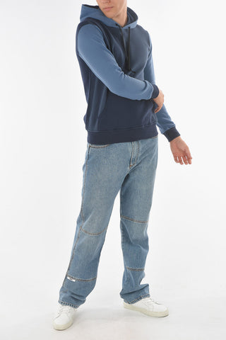 SHIRT Two Tone Brushed Hoodie with Maxipocket