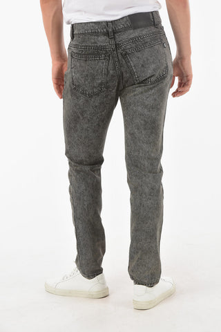 5 Pocket Printed Logo Stone Washed Denims