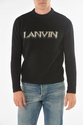 Crew Neck Front Logo Silk Blend Sweater