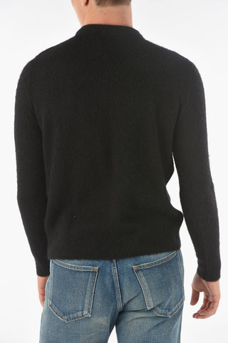Crew Neck Front Logo Silk Blend Sweater