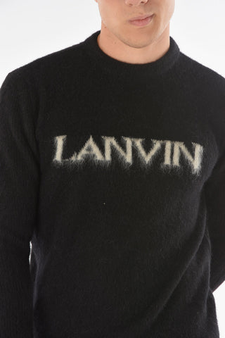Crew Neck Front Logo Silk Blend Sweater