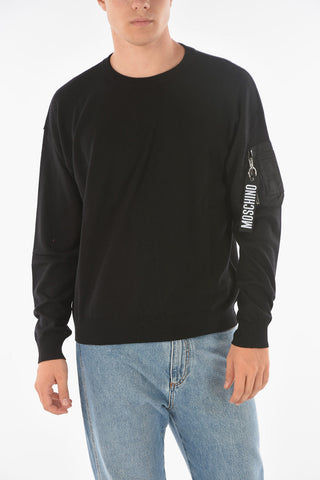 COUTURE! Crew Neck Pocket Sleeve Wool Sweater