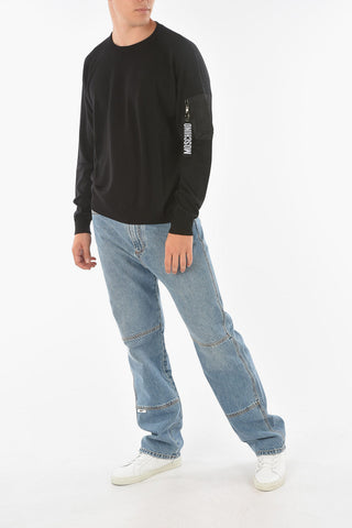 COUTURE! Crew Neck Pocket Sleeve Wool Sweater