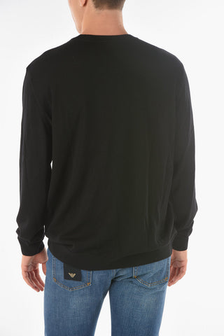 EMPORIO Crew Neck Embroidered Logo Virgin Wool Pullover