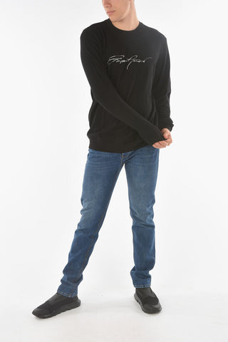 EMPORIO Crew Neck Embroidered Logo Virgin Wool Pullover