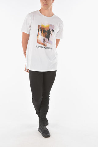 EMPORIO Crew Neck Embroidered Logo Printed T-Shirt