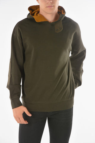 EMPORIO RECYCLED Felpa in Misto Cotone con Cappuccio e Toppe