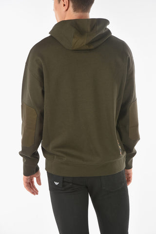 EMPORIO RECYCLED Felpa in Misto Cotone con Cappuccio e Toppe