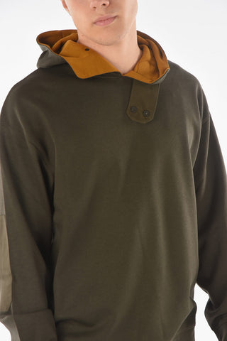 EMPORIO RECYCLED Felpa in Misto Cotone con Cappuccio e Toppe