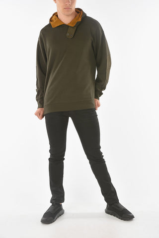 EMPORIO RECYCLED Felpa in Misto Cotone con Cappuccio e Toppe