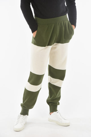Two Tone Wool and Cashmere Joggers