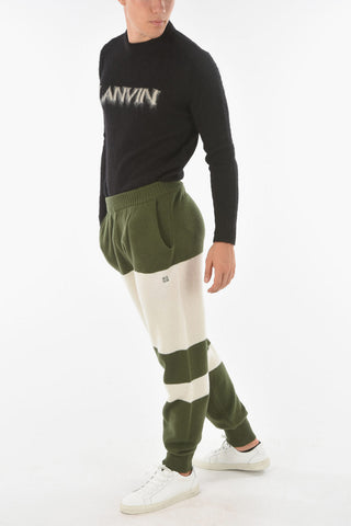 Two Tone Wool and Cashmere Joggers