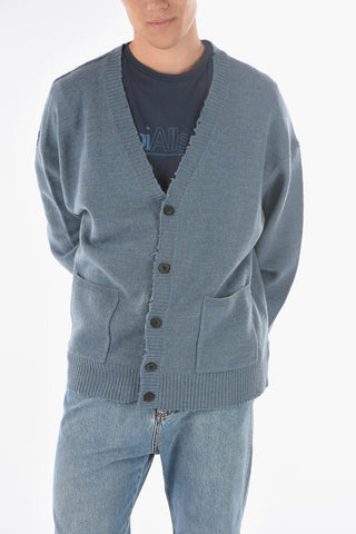 Cardigan LUXOR in Lana con Bordi Distressed