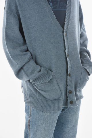Cardigan LUXOR in Lana con Bordi Distressed