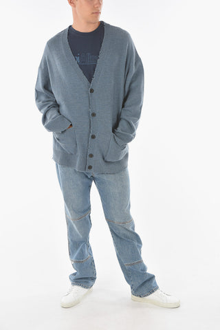 Cardigan LUXOR in Lana con Bordi Distressed