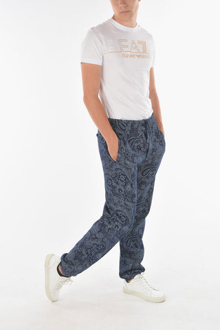 Joggers in Misto Cotone con Motivo Paisley