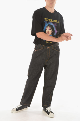 Jeans Straight Fit D-FRANKY con Cuciture a Vista 21cm L32