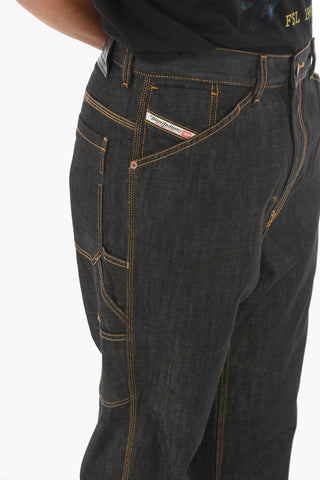 Jeans Straight Fit D-FRANKY con Cuciture a Vista 21cm L32