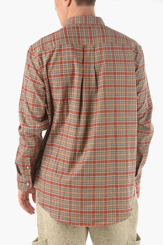 Camicia Plaid Check in Flanella di Cotone con Logo Ricamato