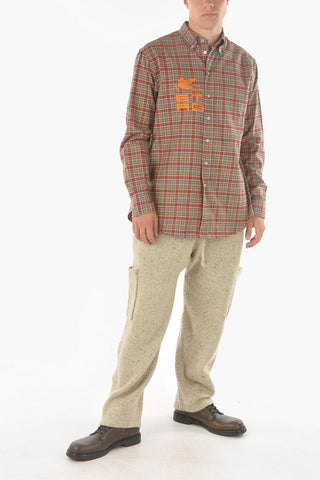 Camicia Plaid Check in Flanella di Cotone con Logo Ricamato
