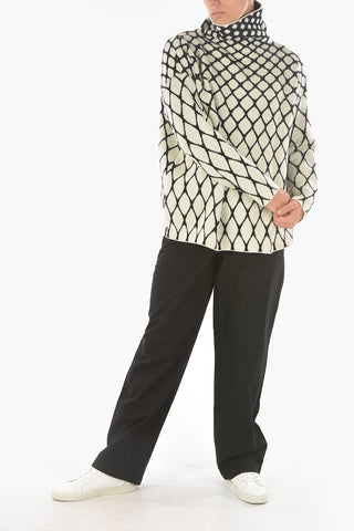 Pullover a Collo Alto in Lana Vergine con Motivo a Pois