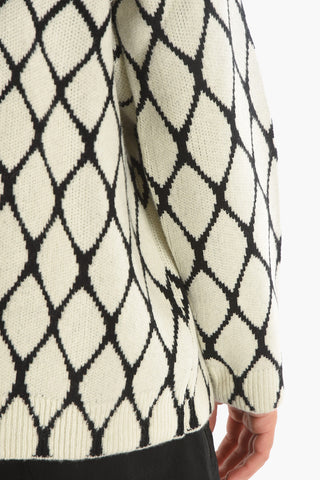 Pullover a Collo Alto in Lana Vergine con Motivo a Pois
