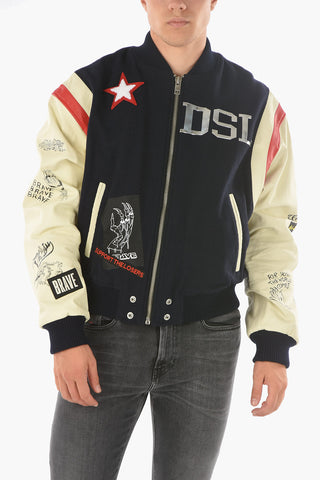 Leather Sleeve Embossed Logo L-COHEN Bomber