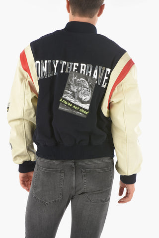 Leather Sleeve Embossed Logo L-COHEN Bomber