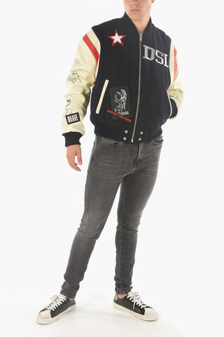 Leather Sleeve Embossed Logo L-COHEN Bomber