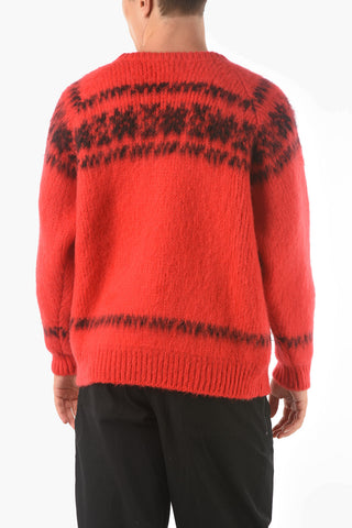 Crew Neck Two Tone Wool Pullover